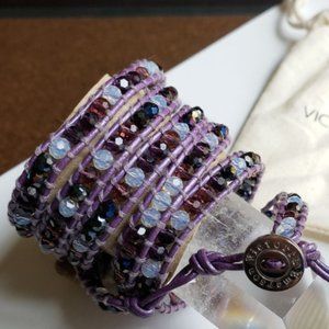 Victoria Emerson Hand Made 5-Wrap Bracelet Lavender Crystal